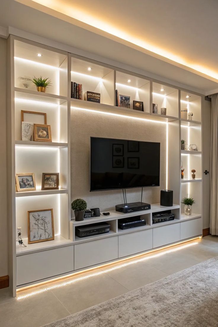 Contemporary TV Cabinet with LED Lighting